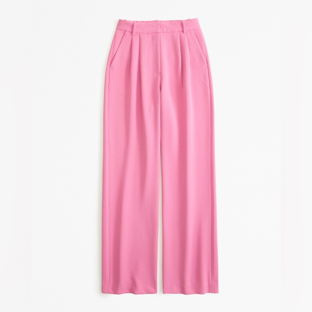 A&F Sloane Tailored Premium Crepe Pant Pink 28 Short